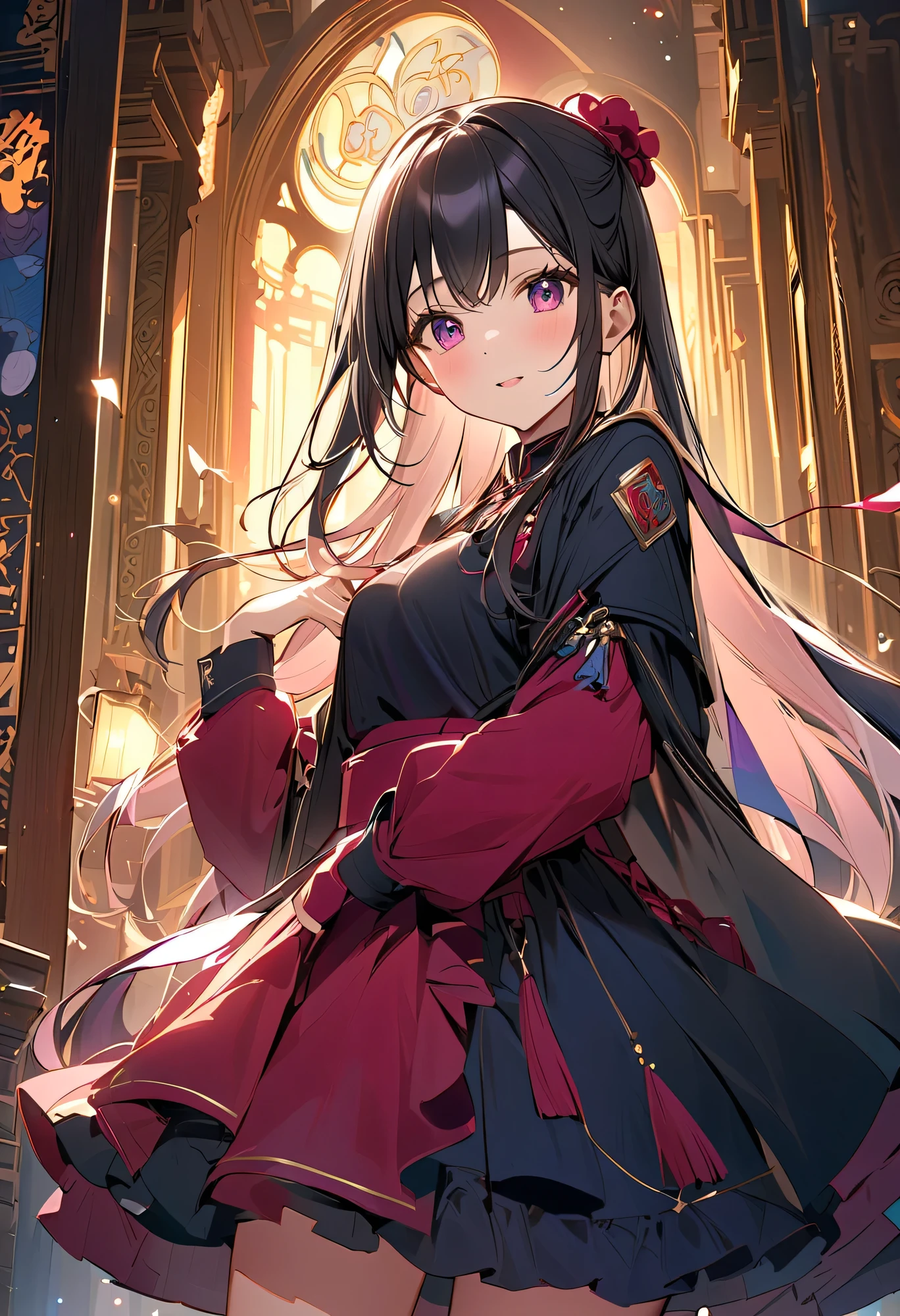 Anime girl in a red dress with a sword in her hand - SeaArt AI
