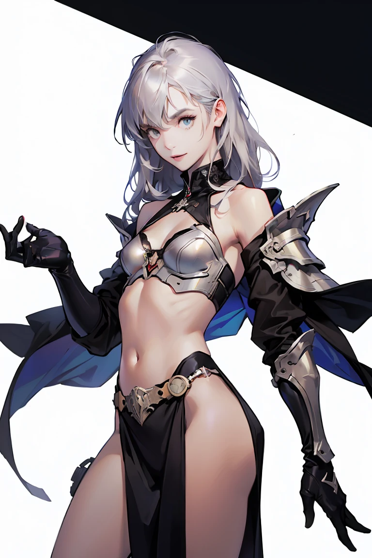 Pale blue skinned, undead Queen, cut throat, small breasts, beautiful girl, chaotic armor,