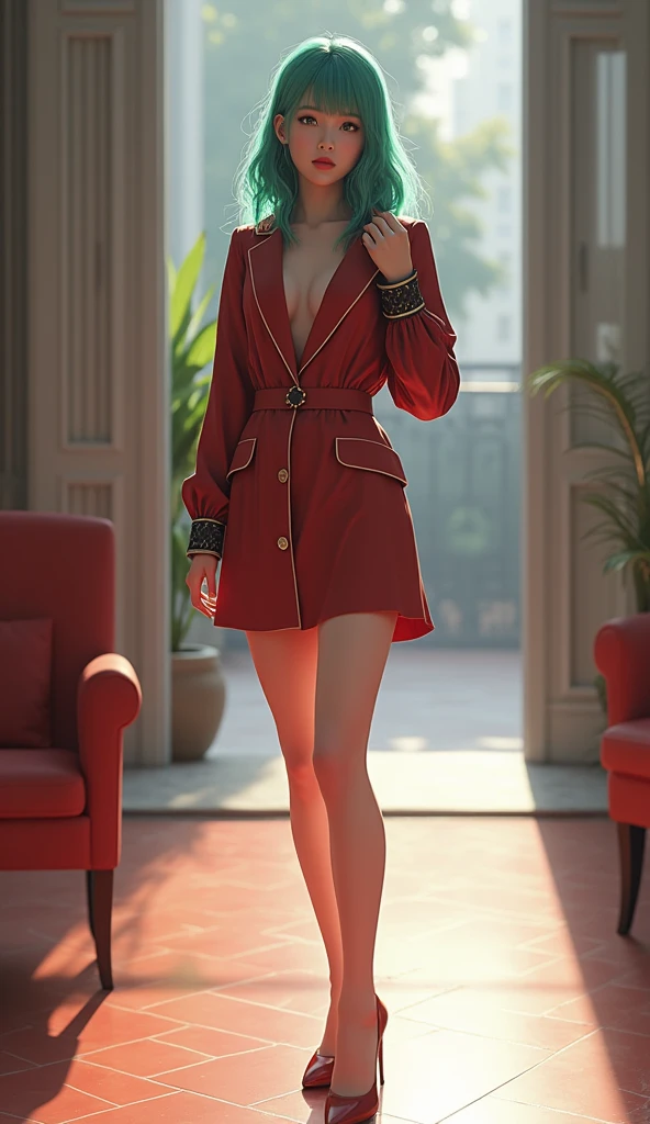 ((Best quality, 8k, Masterpiece :1.3)), upper bod y, Sharp focus :1.2, Beautiful woman with perfe ct figure, Highly detailed facial and skin textur e, Detailed eyes, Double evelids, Interior view, f erpect lighting, Glowing skin,