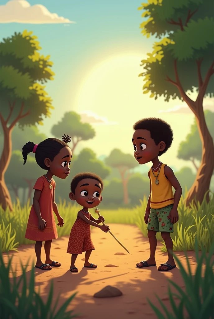 Year: 2022
Country: Gabon
Description: In a traditional Gabonese village, children gather under the shade of towering palm trees to listen to a captivating storyteller. Their rapt expressions and vivid clothing create a scene reminiscent of a Wes Anderson film, as they hang on to every word of their elder's tales.