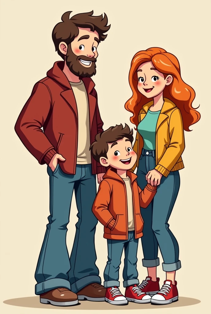 (((Exaggerated digital character sketches:1.37))).(Happy family,dad,Mother,elder brother,younger sister),(Black sketch lines,Loose brushstrokes create the outline,Cartoon Style. Bright colors and simplified lines, sketch)。(Exaggerated body movements),