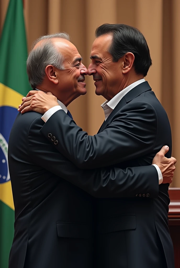 President Lula kissing Bolsonaro 

