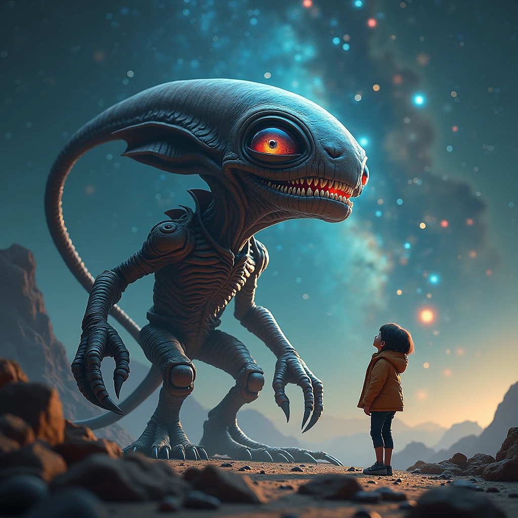Walk, Hands and feet, Big eyes, Monster, (((Humanoid translucent alien creature))), Light, Blue light,, Ocean, Plants in the water,Rich in color
