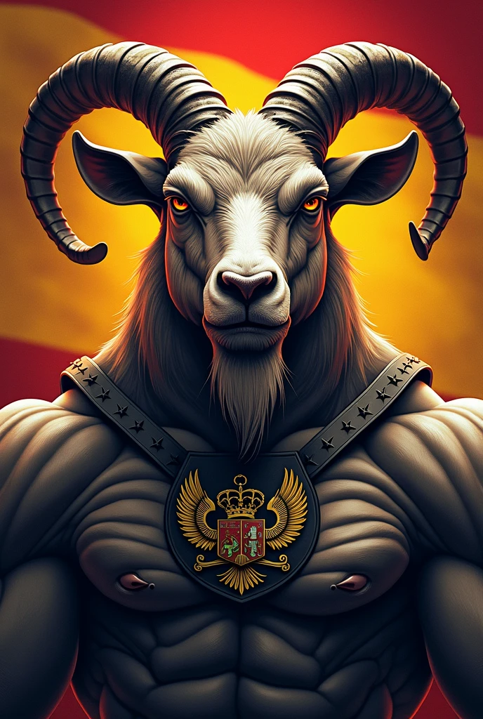 Iran flag on body builder goat