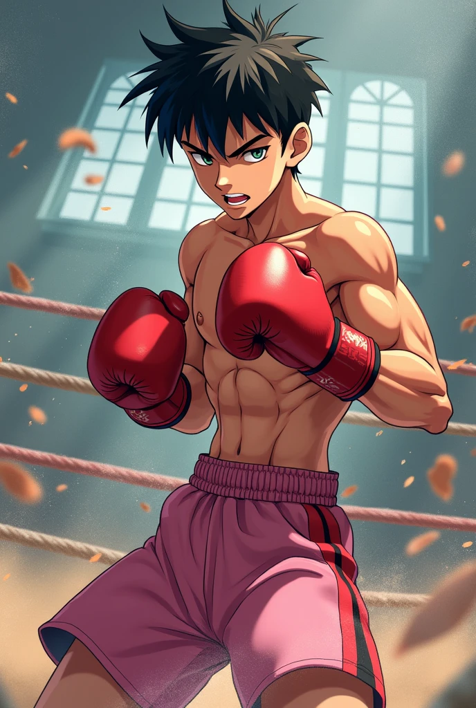 A young boy mma fighter in anime photo