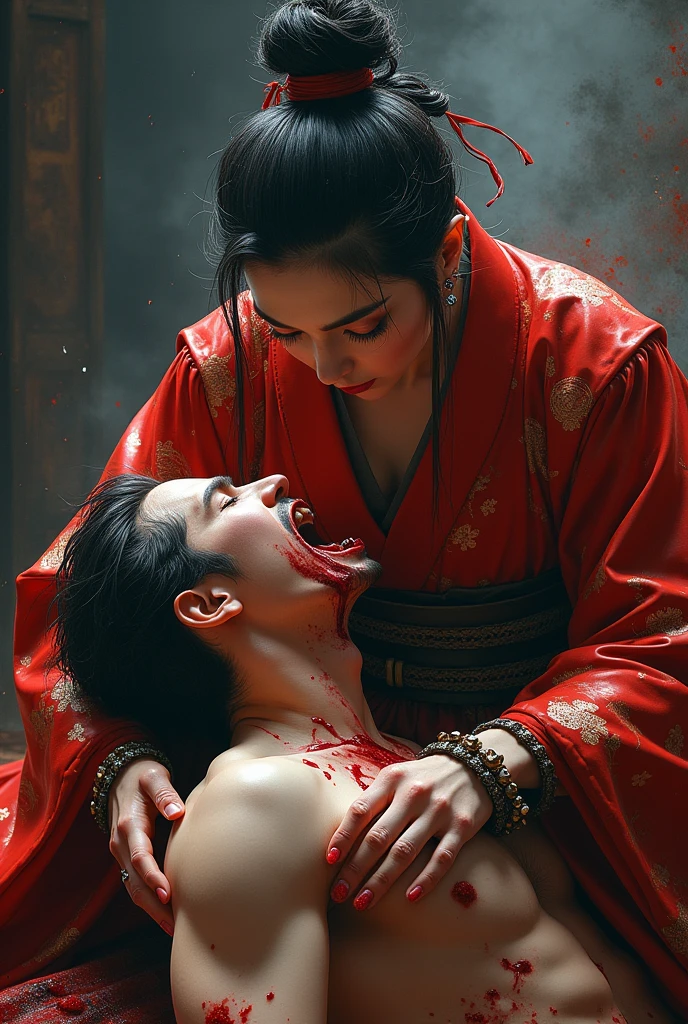 NSFW、horror、cave、succubus、sexy female devil(Chinese beauty、Seductive smile expression、cute、beautiful nipples、Assaulting a man、sexually assault a man)、intense sex、overflowing semen、large amount of semen、Realistic expression of a man screaming and suffering(only men suffer)、The man being attacked is a poor farmer.
