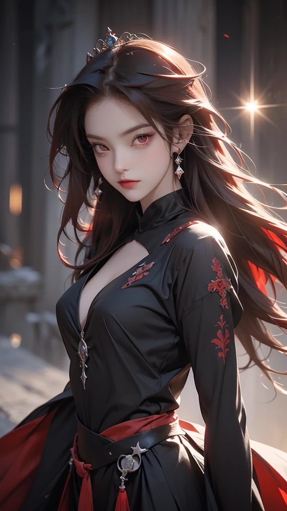 anime girl in red shirt and black tie posing for a photo, by Yang J, extremely detailed artegerm, Rin Tohsaka, artegerm jsc, guweiz style artwork, beautiful digital art, artegerm. High detail, range murata and artegerm, style artegerm, even model | artegerm

