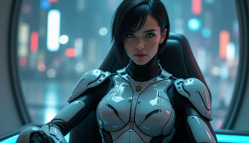 ((best quality)), ((masterpiece)), ((realistic)), (detailed), (photorealistic:1.5), a futuristic boy, (mascular body), (white bodysuit), lights on armor, cybernetic headwear, looking at viewer, dynamic pose, post apocalyptic, destroyed city background, buildings on fire, science fiction, hdr, ray tracing, nvidia rtx, super-resolution, unreal 5, subsurface scattering, pbr texturing, post-processing, anisotropic filtering, depth of field, maximum clarity and sharpness, rule of thirds, 8k raw, (luminescent particles:1.4), (extremely detailed cg, unity 8k wallpaper, 3d, cinematic lighting, lens flare), reflections, sharp focus, cyberpunk art, cyberpunk architecture,