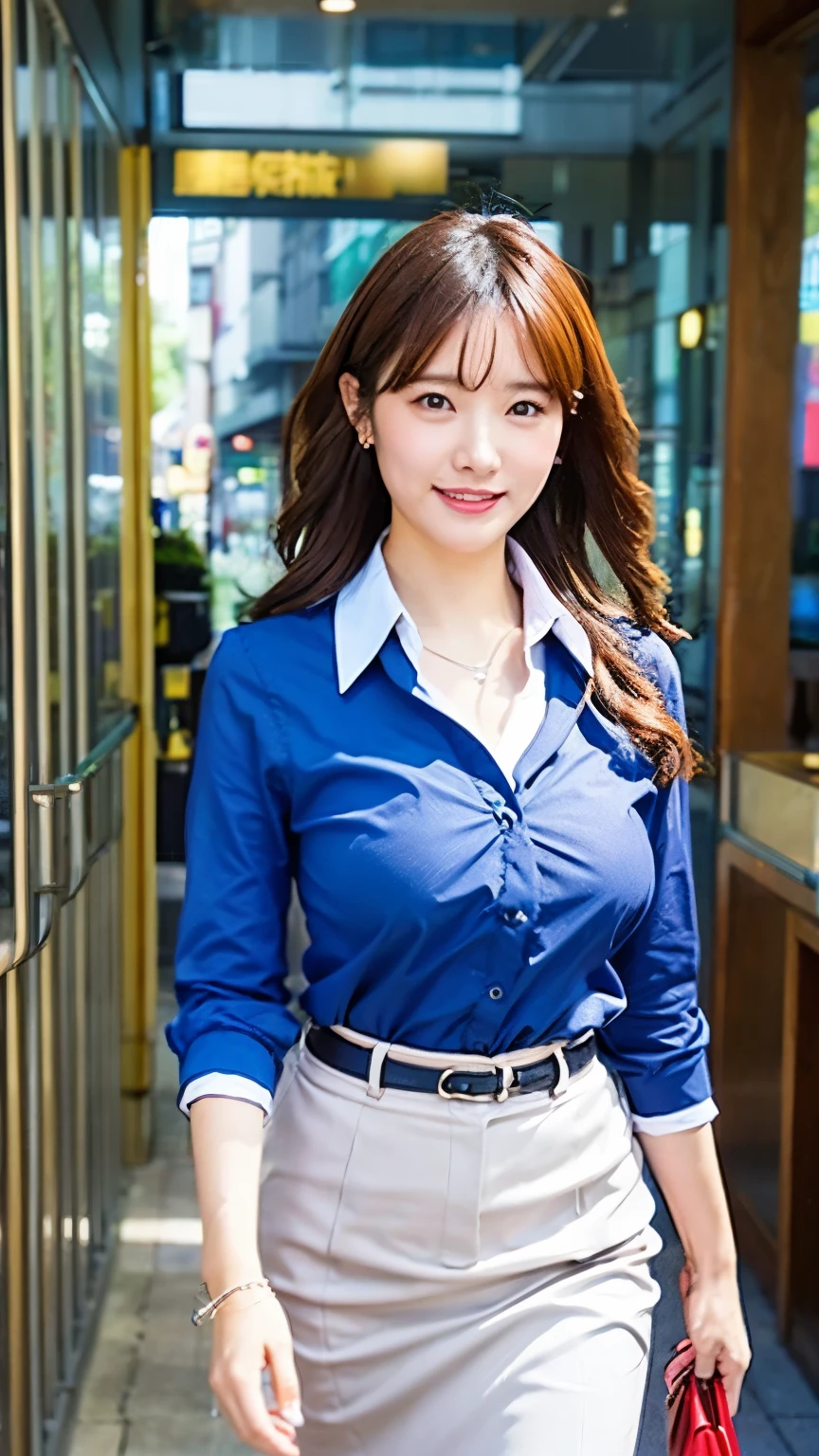 Top quality, one beautiful woman,Office Lady Costume erect nipples, office street,age 40,35mm lens,f/1, Walking figure facing front,