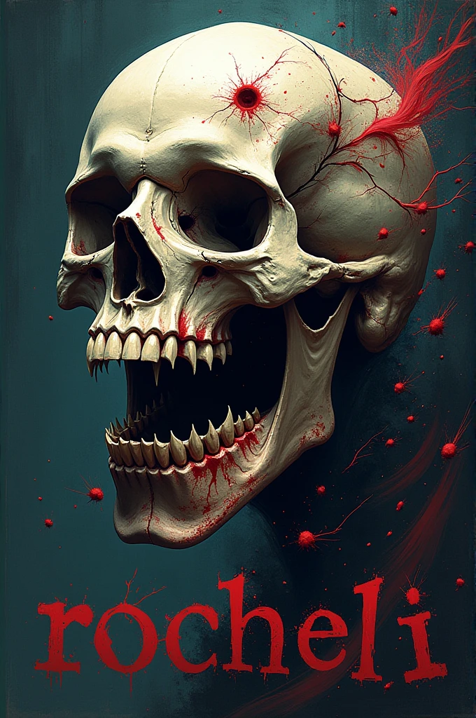 Bloody skull bleeding vector,look like gory and chaotic looking at the camera,with red and black background