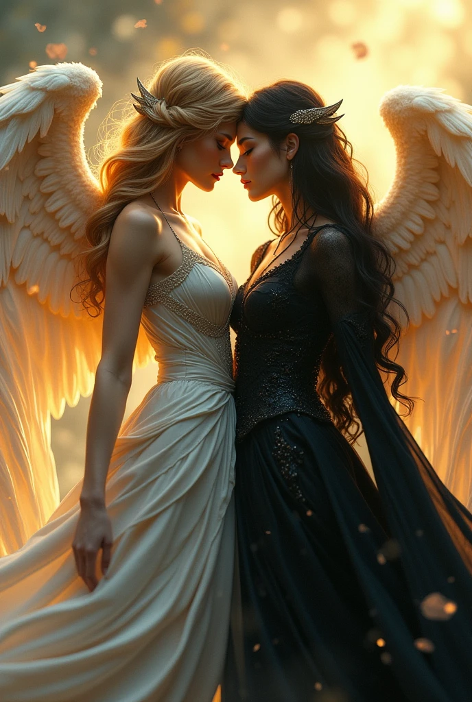 Both women's clothes are translucent, His hands are touching her breasts and butts , They look at each other with desire and sensuality. They have big butt and legs, Medium breasts with natural sagging, High definition detail on the backside.
