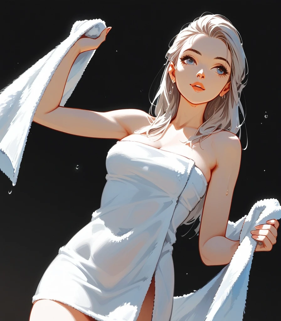 high quality、A silver-haired girl in the hallway、Naked and covered in sperm, crying