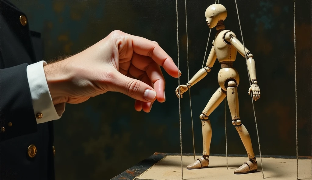  puppet being manipulated by its owner
