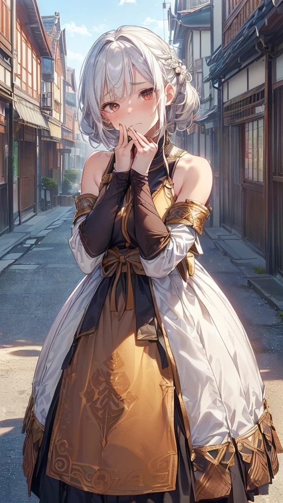 (Masterpiece), (Best Quality), (Super Detailed), (Dirty Hair), (Illustration), (1 Girl) (Long Pink Hair 1.5) (Blue Eyes) (Double Ponytail 2.0), (((No Shoulders))),Hanfu, (Fashion Model Looking at the Audience, (Interview), (Simple Background), Beautiful Delicate Eyes, Delicate Beautiful Face, Soaring (High Saturation), (Colorful Glitter), Multi-colored Bubbles, (Glitter), Accent on Face, PerfectNwsjMajic, Conservative clothes, no shoulders, autumn clothes, no cleavage, no breasts, facing the masses, perfect figure,