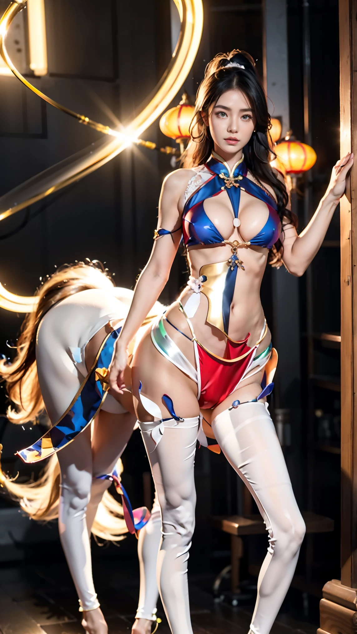 , perfect integration, seamless nesting, and precise connections（Centaur，Centaur，Centaur：1.6）， Biological Perfection 、 Medical Beauty Skin 、 Classical Aesthetic Posture Adjustment and Shaping ， golden ratio body ，Beauty，Tear mole，Heavy pressure （ Super Teardrop Chest 1 .8）， narrow ribs ， Slim Waist ，Vacuum Belly ， long body ， extra long legs ， ultra-low body fat percentage ，Perfect muscle lines。charm，超级Dynamic，Smooth movement ， Elegant Posture ，streamline、 Aerodynamic Wings ， long whip put away ， Illusory Aura ，Chic，Dynamic，New Chinese ornate costume ， super fun jewelry invisible coding， Sparkling Fire Crystal Foot Rings ， neon shine ， Perfectly blended with seamlessly nested superdepth of field and super wide-angle giant body background。 Master Composition ， Clean Picture ， bright color ，hdr，（Super real， super detailed，Super complex，Super-sharp ， super high quality output），（ cybermecha centaur 、Implicit 、 Conceals Mysterious Temple Level Sexual Tension ：1.8），＜centaur concept>，