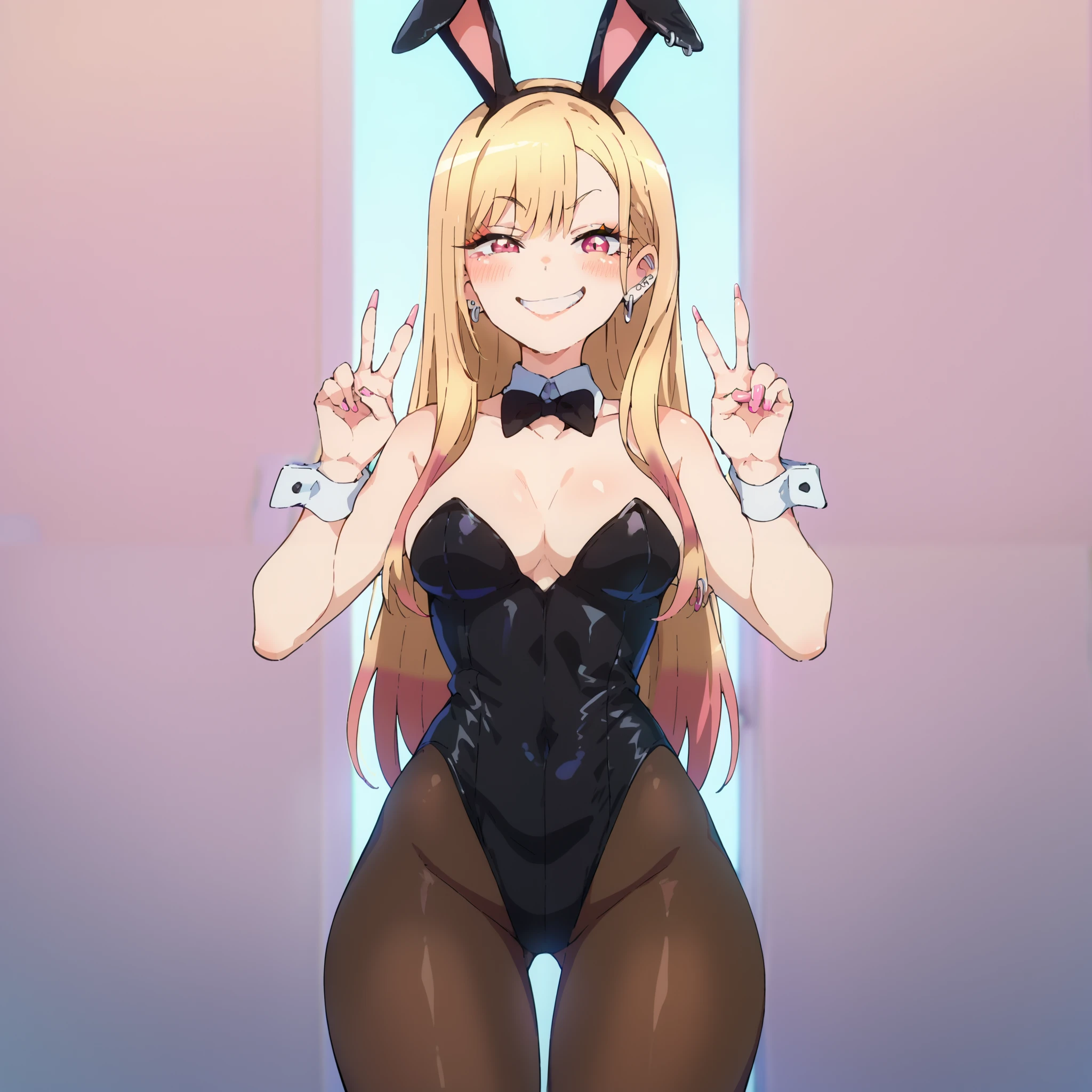 Browsing Caution,Sweat,White Breath,Pokémon,Lillie,Futanari,Standing posture,Large areola,White steam,Small breasts,Bunny costume,Open the red curtains,corridor,Welcome,smile