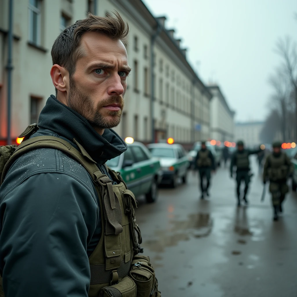 cinematic film still of  <lora:horror movie themed Army of the dead v1:0.9>
A different unique picture of a side view of a man in a military uniform is walking, horror movie themed, sharp, detailed, artistic, creative, dramatic light, cinematic style, film style, horror style, 1girl, solo, short hair, 1boy, hat, upper body, male focus, blurry, uniform, looking to the side, military, military uniform, blurry background, helmet, soldier, brown hair, jacket, realistic, camouflage, camouflage jacket, weapon, bulletproof vest, shallow depth of field, vignette, highly detailed, high budget, bokeh, cinemascope, moody, epic, gorgeous, film grain, grainy