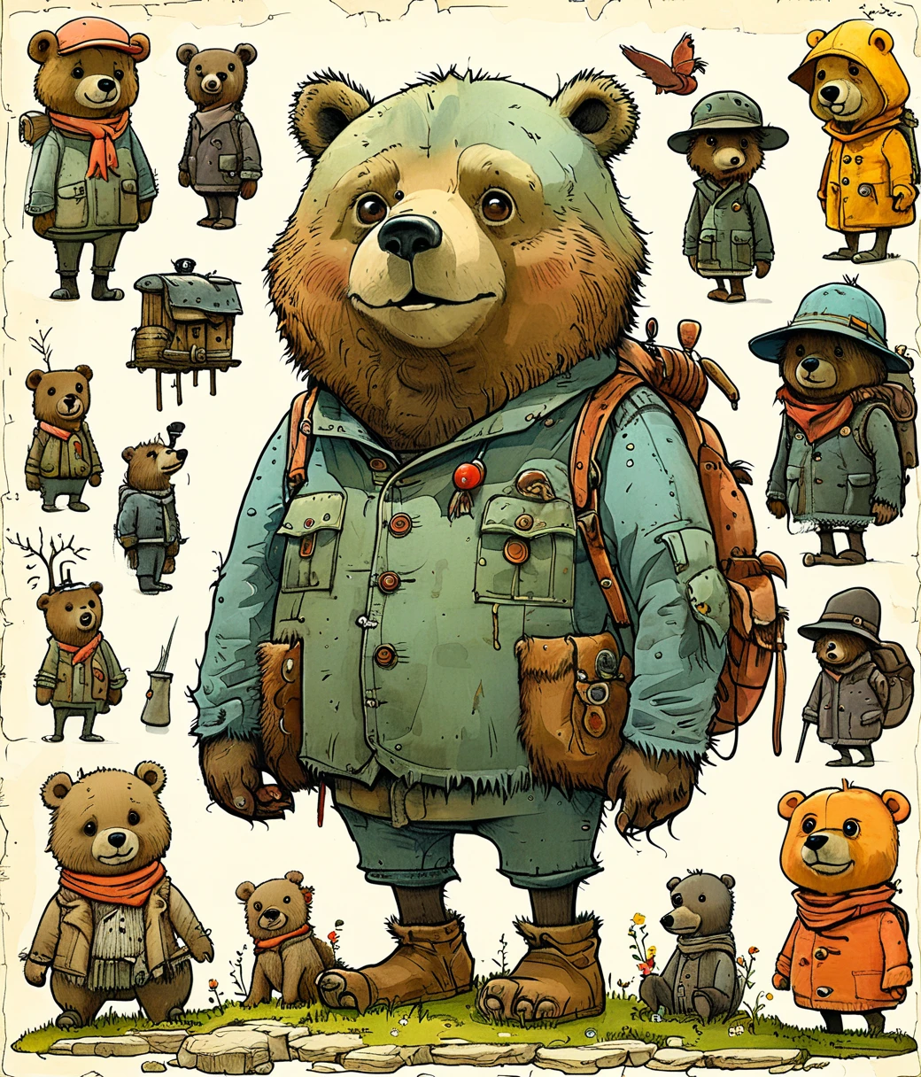 style of Mattias Adolfsson, (cute, chubby, male, bear), adorable, magical, fantasy, hires textures, highly detailed, intricate details, best quality, masterpiece, zPDXL3