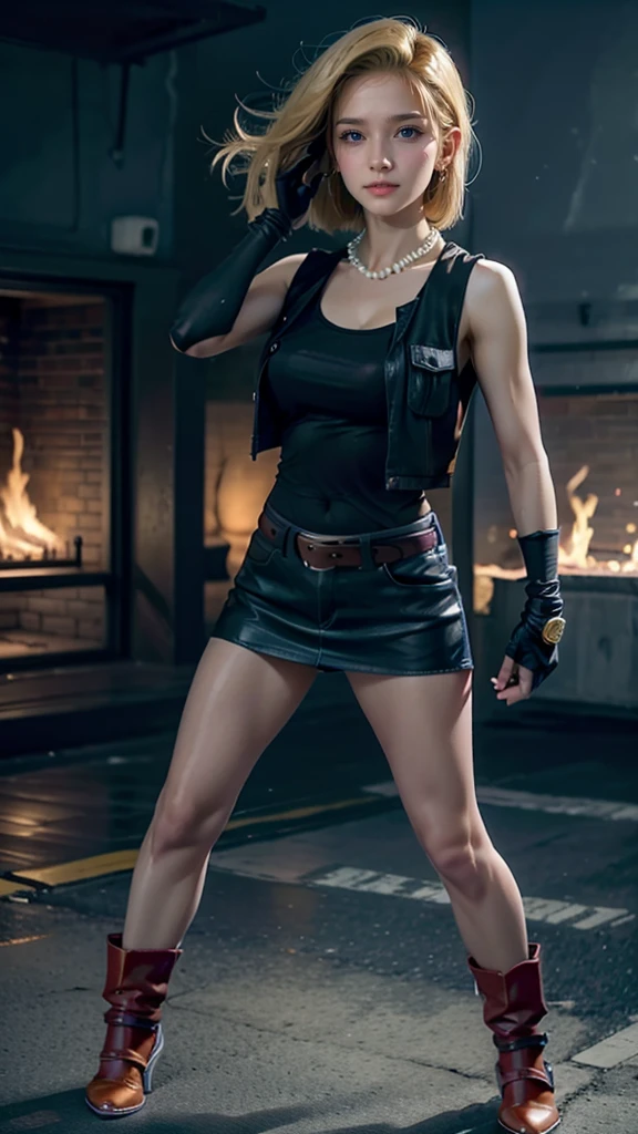 (8k, best quality, masterpiece:1.2), (realistic, photo-realistic:1.37), (full body), 1female solo girl, standing, legs apart, (wide stance) standing contrapposto, ultra-detailed, 1 girl,cute, solo, (tifa lockhart), (large breasts:1.5), (beautiful detailed eyes), (smile:1.2), (closed mouth), sharp focus, depth of field, good composition, Final Fantasy VII, very long straight hair, hair bang, ((red_eyes)), intricate, bokeh, (Tetsuya Nomura style), perfect breasts, white tank top, black thong, suspenders, gloves, stockings, toned body, athletic, wide hips, thin waist, toned arms, exposed abdomen, view from behind