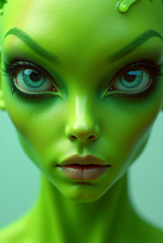 big eyes, green alien male, good mood, close-up, trending on artstation, sharp focus, studio photo, realistic style, big blue eyes, alien nose