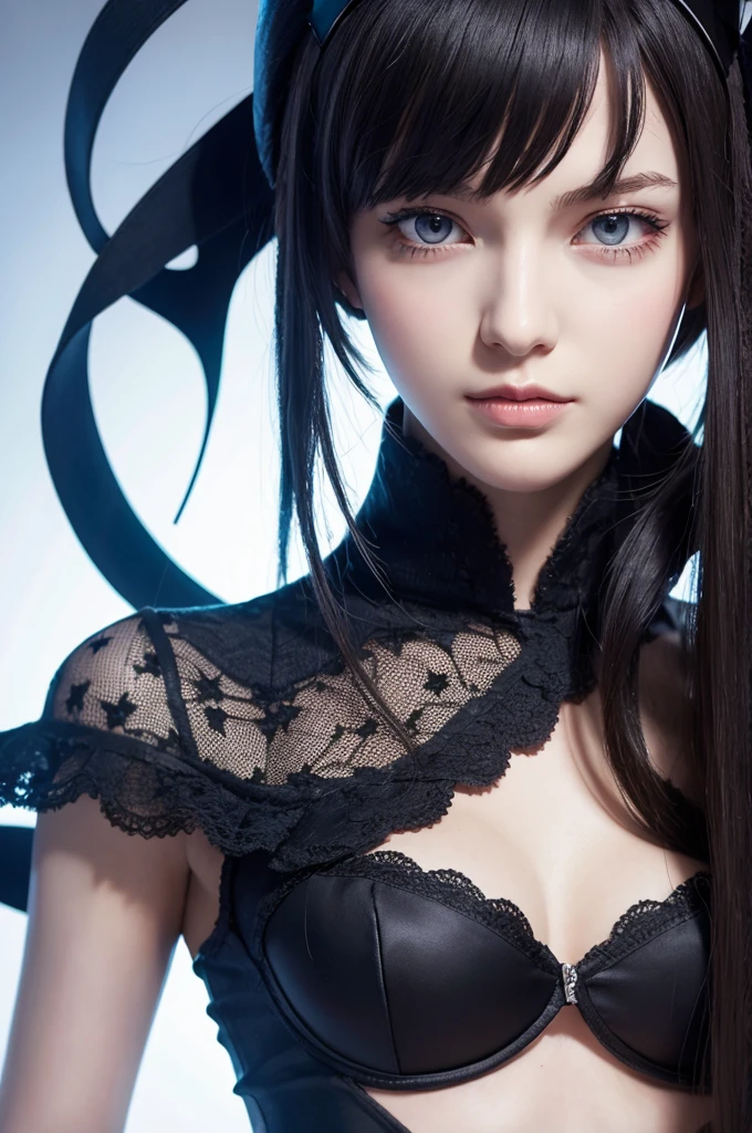 Anime girl with black hair and blue eyes in a black dress, Snake face,black - haired mage, :14 80s anime style, evil sorcerer, anime style character, supervillain sorceress witch, anime in fantasy style