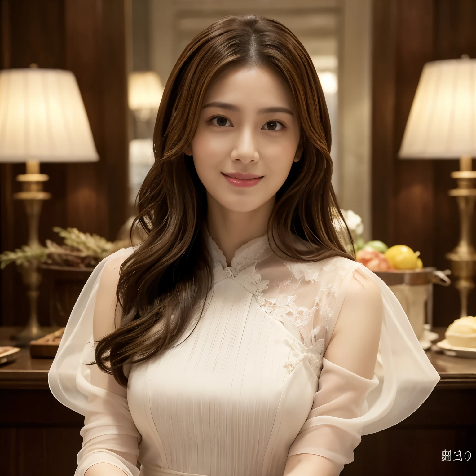 Araffe woman in a white dress posing for a picture - SeaArt AI
