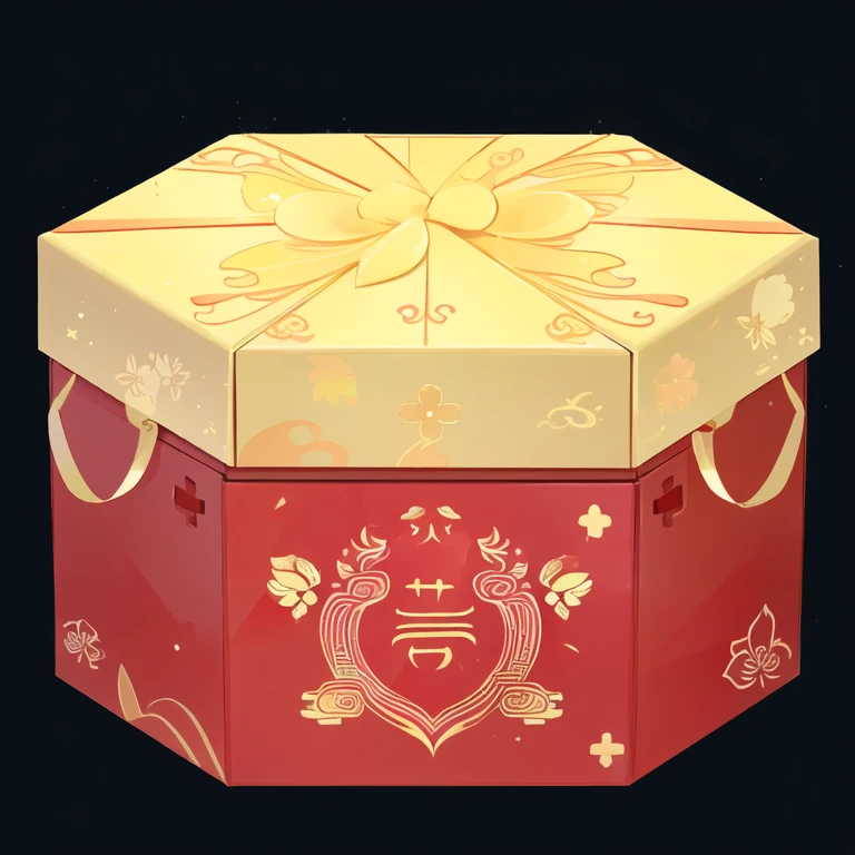  cartoon illustration of a Chinese box with Chinese characters on it, Chinese, sha xi, Middle Yuan Festival,  chest in front of , Delivery package box ,  The golden Chinese text , Wang Chen, nanquan, 188216907, Chinese tradition, Flat, good, gugoodn