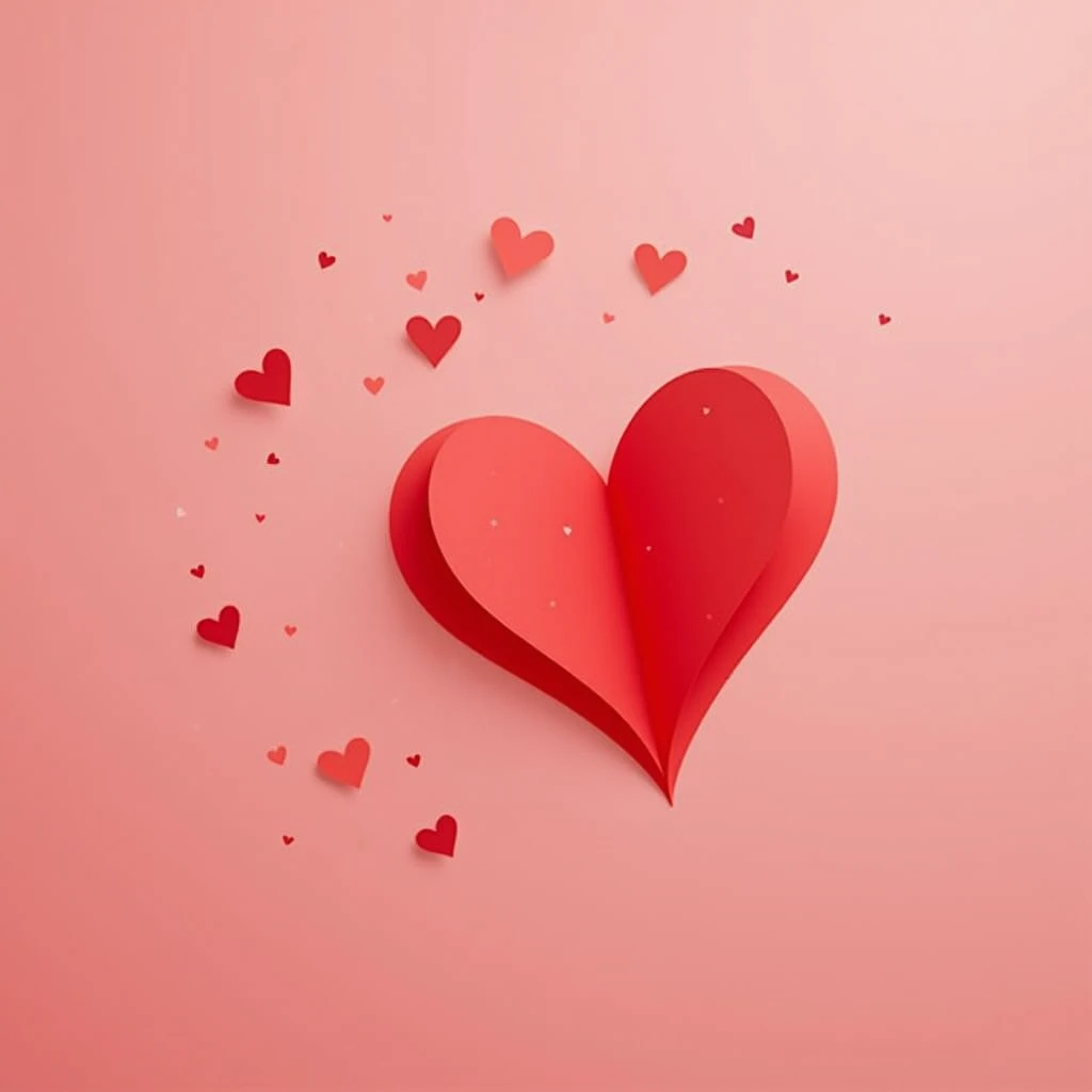 Small Heart-shaped paper flying for background valentine