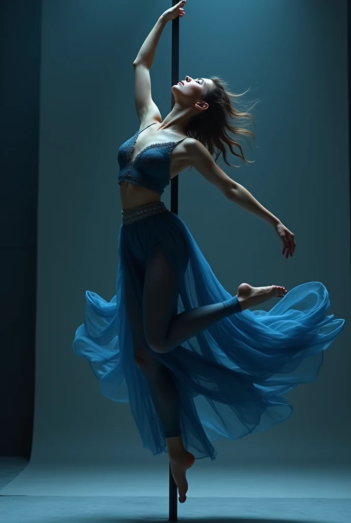 “A ballerina gracefully performs in a flowing dress made from blue crystals mixed with black Ferrofluid, triggered by strong magnets. The dress forms a double spiral and exhibits the elegance of a Moebius strip. The ballerina exudes strong movements and displays a sense of fluidity and grace.”
(best quality,4k,8k,highres,masterpiece:1.2),ultra-detailed,(realistic,photorealistic,photo-realistic:1.37),fine art,fluid dynamics,dynamic lighting,colorful,expressive dance,crystal-blue hues,strong magnetic interactions,flowing fabric,dance performance,fluid motion