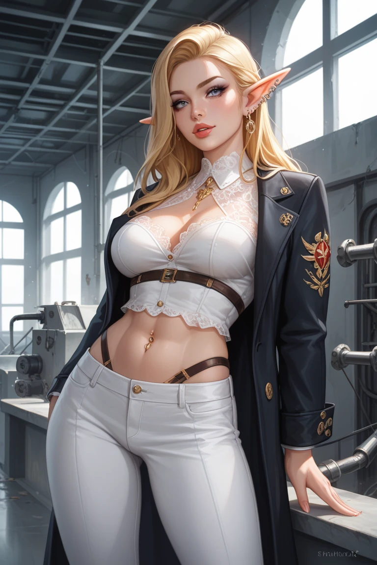 Female pirate, white silk shirt, deep v neck,