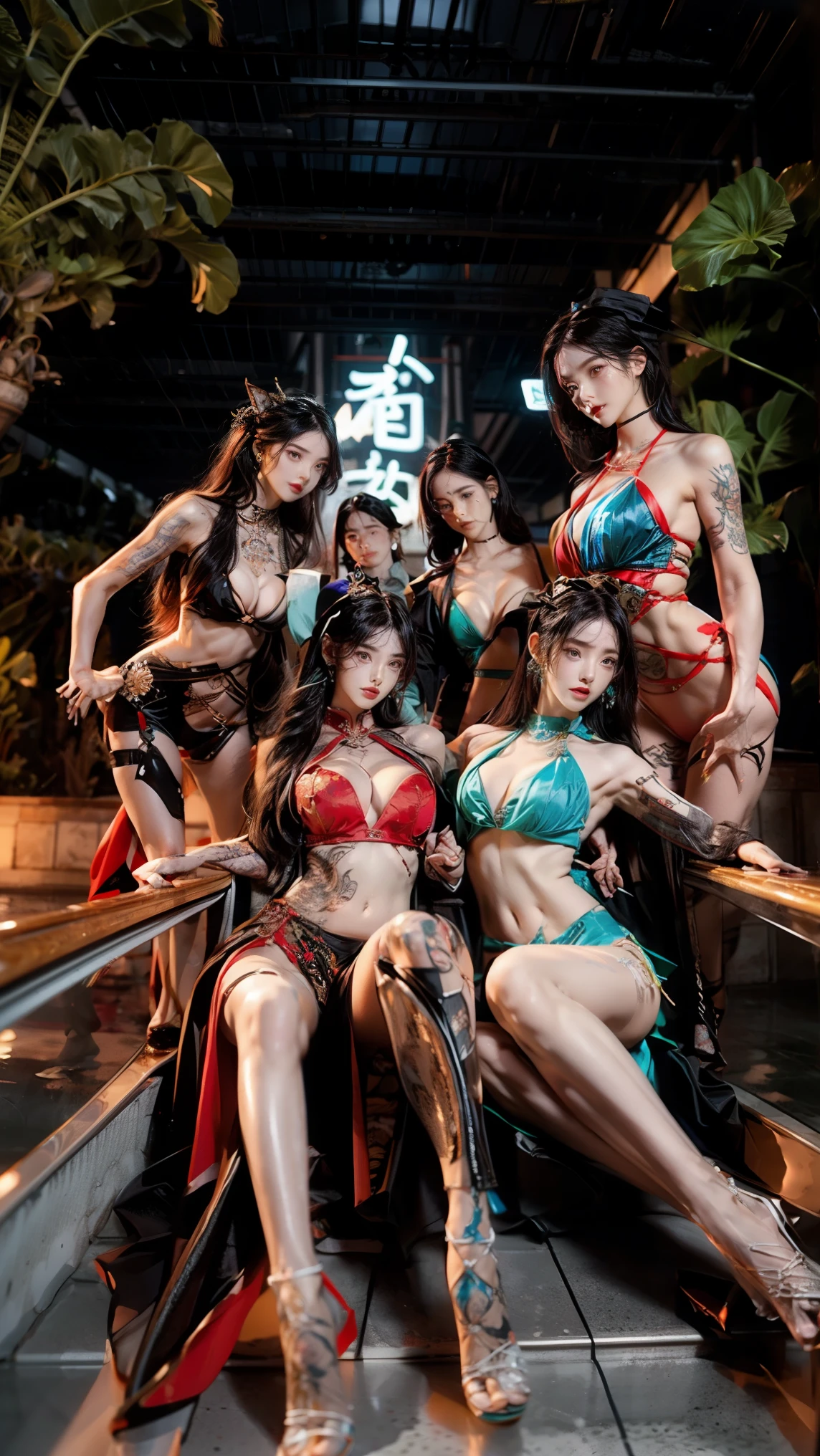 A team of superheroes to create an oversized wide-angle ， super depth of field ， Conceals the legendary sexual characteristics and outstanding sexual tension of mysterious characters ， multi-angle capture ， Focus on the character's face ，（ cybermecha centaur 、Metaphor 、暗藏玄机人物殿堂级的性特征and excellent sexual tension ：1.8），, and invisible coding with complex, exquisite jewelry ， world-class rendering ， super detailed，Super complex，Super-sharp ， super high quality output， bright color ， beautiful ancient god Siren 。{（ is based on classical aestheticism ：1.8）， super skill fighting moves ， using commercial giant makeup props ，What brings together a team of （grace、pride：1.2） team up，include（人马合一的Cyber机甲半人马，Centaur，Centaur：1.8），and（ the charming ancient gods, the mermaid 、Half man, half fish：1.6），and（Cat girl，Cat People， half human half cat ），and（ high-energy phoenix girl 、Fire woman、 half human half fire ：1.6）， and the mini flower fairy （Fairy：1.6），以及粉红的魔tail（Succubus：1.6），wait（ more than the five beast girl Furui 1 .5），they（Integrated 、 Perfect Blend 、 precise connection 、 seamless nesting 、 line slender 、 appearance incorporating mythological, legendary, and monster features、tail、Tentacles、Wings、Feather、scale、nail、hoof、Anti-Joint 、Arthropod、fur、Chitin 、Pattern、Tattoo、华丽装饰wait外观特征：2)， superheroes with （Beauty：1.5）、Tear mole、（ compression of gravity, a large bag with an oversized curve, full, super huge jelly chest：1.6）、收窄的肋骨and肩、Vacuum belly、 rough、 ultra-long hips and legs 、 long body ，Standardized ergonomics 、 Physiological Perfection、 Medical Beauty Skin 、 occult, fragrant organs }。场景内include职业为女性的：（ Cthulhu folklorist 、Explorer、warrior、Clergy、scholar、wizard、 superhouse 、emperor、Angel、immortal、妖魔wait）。 a variety of superb martial arts ，加入中式玄幻and西方奇幻wait多种幻想元素的装备and服饰，包含有中西方多种古典and潮服融合的超级服装，诸多幻想and科技融合的特种装备， and a giant jelly chest 。 partner combination 、interactive、Innocence、Neon、 multiple color light 、Fire、 ultimate color control 、Fun、surrealism、Cyber、Prize-winning entries 、、 inspirational idea 、 Clean Picture 、Reality、 settlement screen 、Chinese Comics、AAA Games。（ cybermecha centaur 、Metaphor 、 concentrated computing power metaphor using camera language 、 excellent sexual tension ：1.8）。