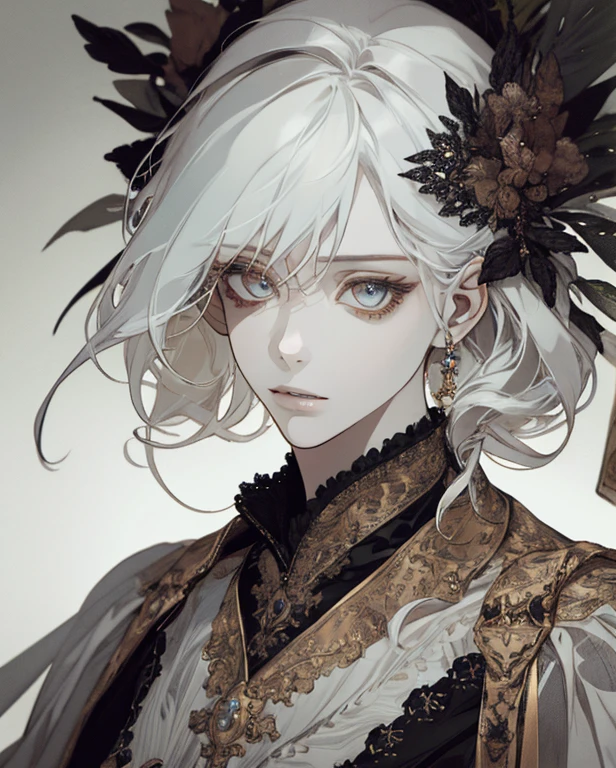 (Extremely Delicate and Beautiful:1.2), 8K ,(Masterpiece:1.0),(best_quality:1.0), 1girl, mature woman, complex details, enlarged textures, complex details, finely detailed eyes and detailed face, intricate details, white hair, (closed mouth), perfect eyes, equal eyes, (goddess), perfect body, extremely detailed