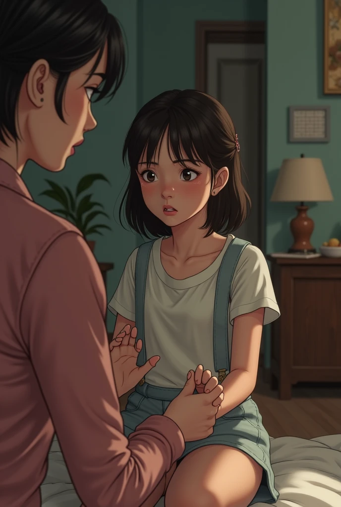 A daughter being spanked by her mother