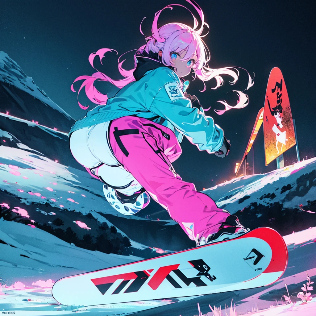  cute、 neon color、 black light 、 snowboard 、