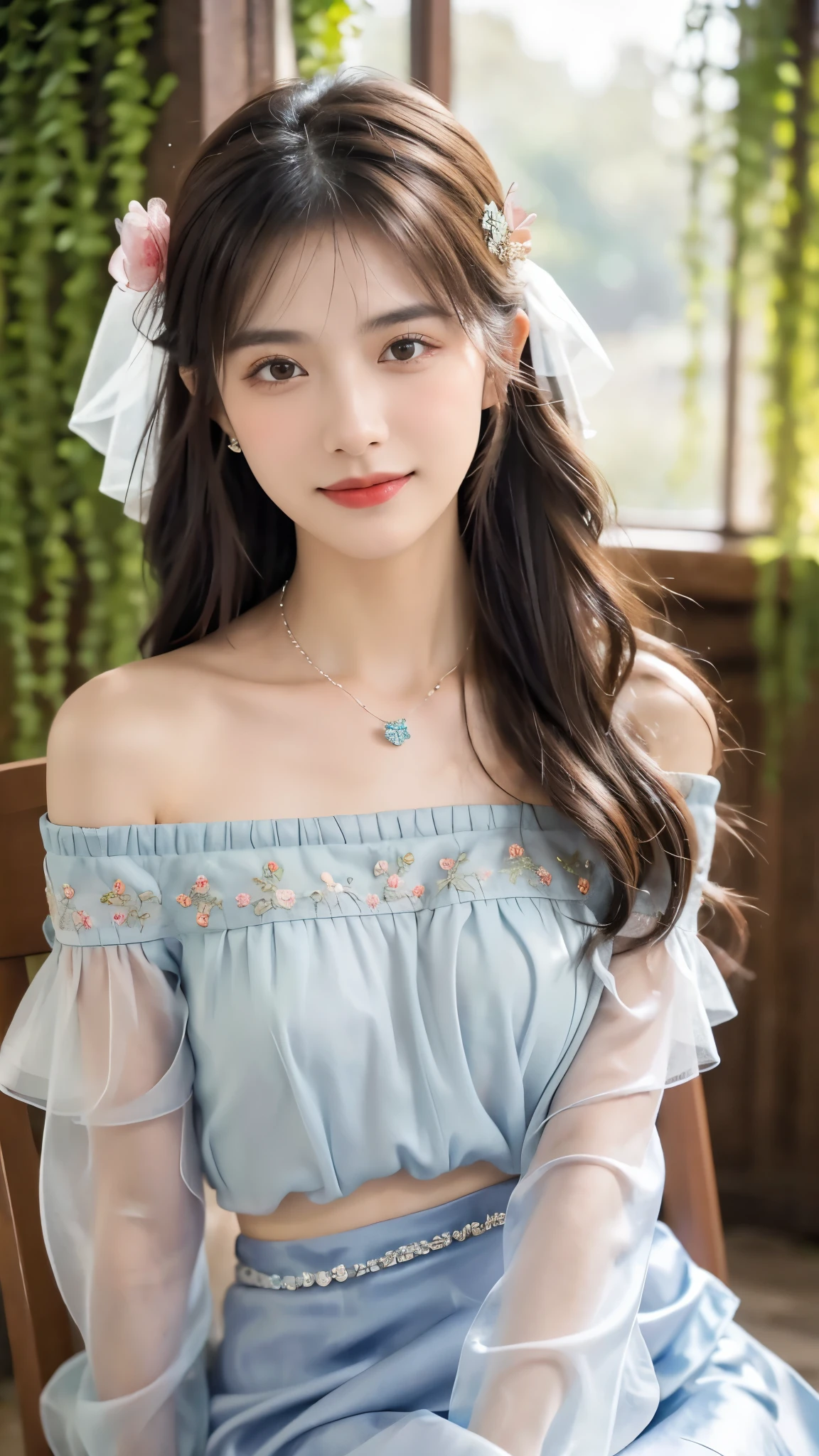 ((sfw: 1.4)), ( Beautiful white glowing skin, incomparable beauty, bright, fresh, gentle expression, perfect beautiful cute face, shiny platinum blonde silk super long straight hair, beautiful shiny bangs, eyeliner, big clear sky blue eyes,, earrings), (sfw, She is wearing a long white embroidered skirt, a red blouse with lace, a white apron tied around her waist, blue socks, and brown leather shoes. A blue scarf is on her head. Yes, her accessories include necklaces, earrings, and bracelets. 1 Girl)), Ultra High Resolution, (Realistic: 1.4), RAW Photo, Best Quality, (Photorealistic Stick), Focus, Soft Light, ((15 years old)), (( (young face))), (surface), (depth of field), masterpiece, (realistic), woman, bangs, ((1 girl)),  