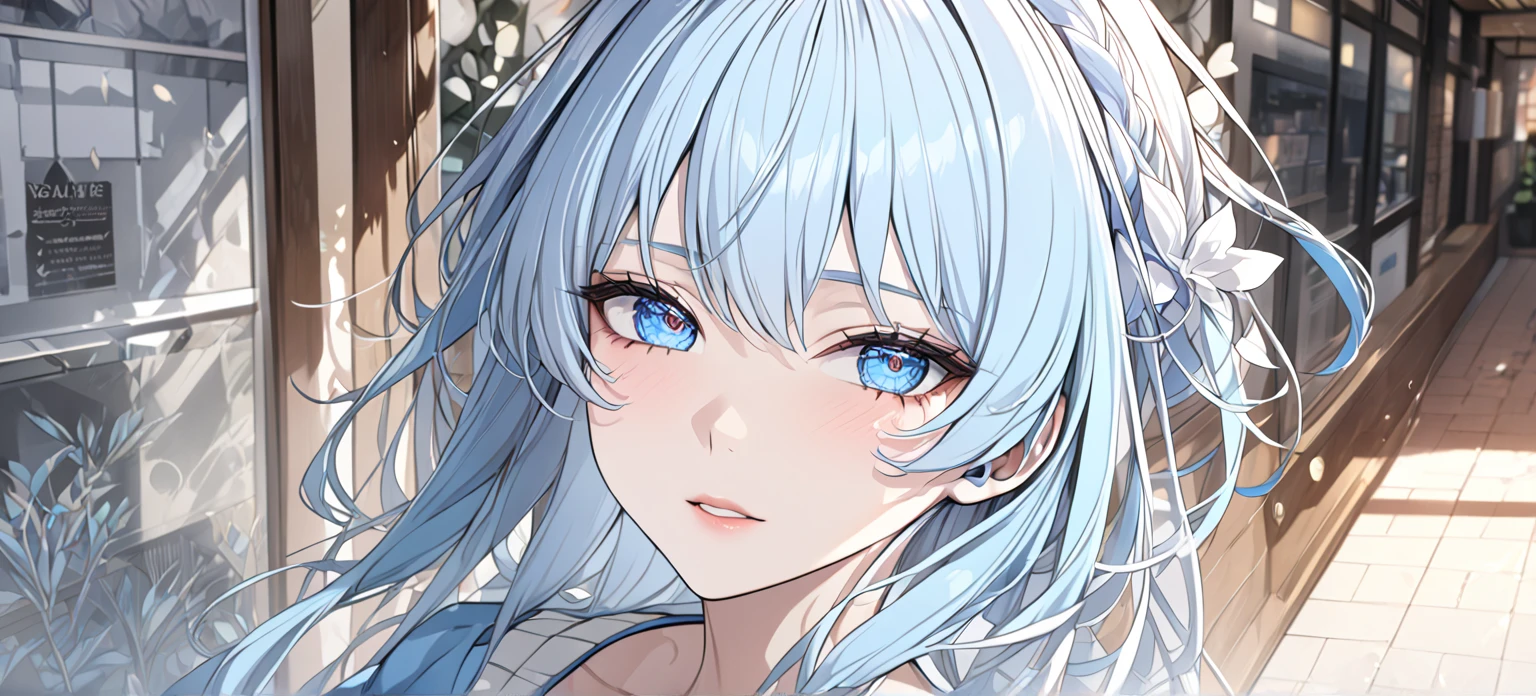 1 girl, A light blue haired girl, (detailed anatomical features, anime style:1.2), (best quality,4k,8k,highres,masterpiece:1.2),ultra-detailed, stunning lighting, soft colors, glowing skin, anime, anime style, on date, cafe date, blue eyes, cafe, UHD, masterpiece, accurate, anatomically correct, textured skin, super detail, high details, high quality, award winning, best quality, highres, 16k, expressions, sweater, perspective, golden ratio.  unaestheticXL_cbp62 , HDA_CableKnitXL, NegPDXL-DHP, Stable_Yogis_Animetoon_Negatives, Stable_Yogis_Animetoon_Negatives-neg, aidxlv05_neg