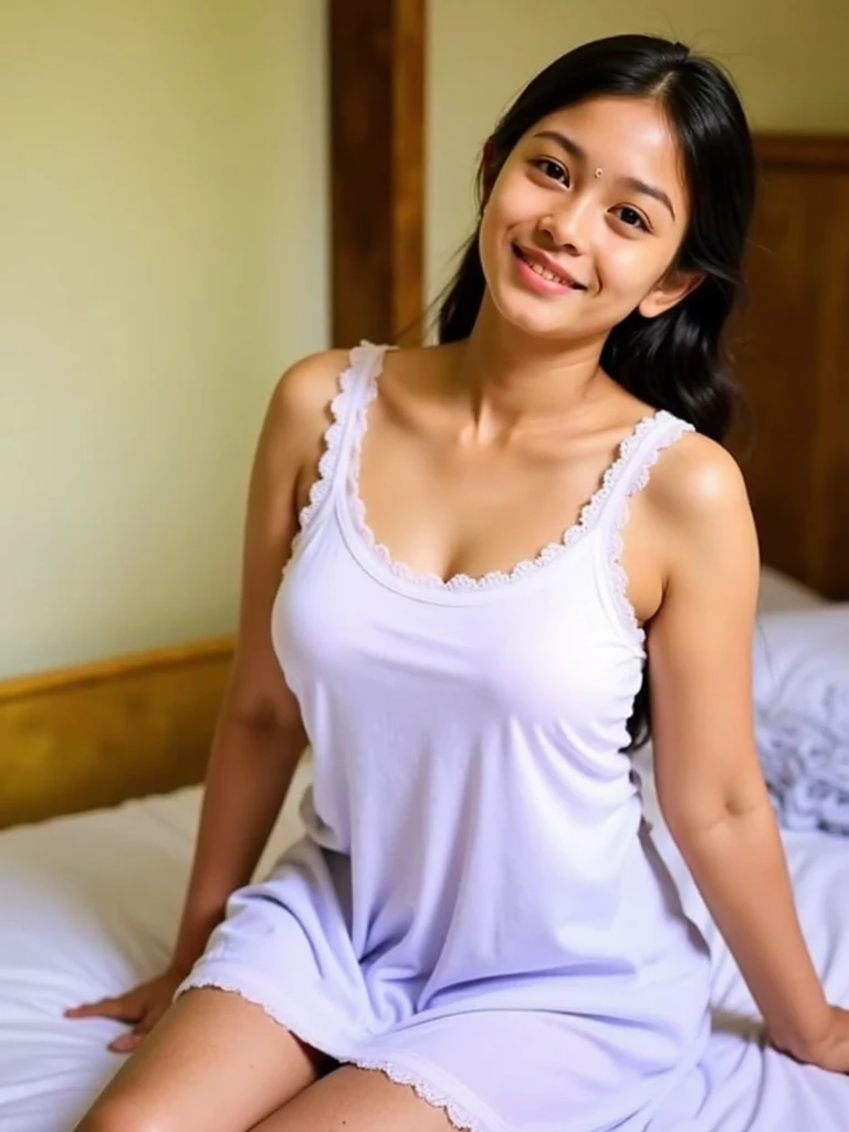 girl 25 years old, (masterpiece), Indonesian skin tone, best quality, expressive eyes, perfect face, (ultra realistic), (naked with white lace hijab), Smile, innocent face, natural wavy hair, brown eyes, brown nipple, brown vagina, spread legs, High resolution, masterpiece, Best quality, intricate high detail, highly detailed, focus sharp focus, detailed skin, realistic skin texture, texture, detailed eyes, professional, 4K, charming smile, filmed on Canon, 85 mm, shallow depth of field, Kodak Vision Color, perfect fit body, Extremely detailed, photograph_\(ultra\ ), photoreallistic, Realstic, Post-processing, Maximum details, roughness, real life, ultra realist, photorealism, photography, 8K UHD, photography