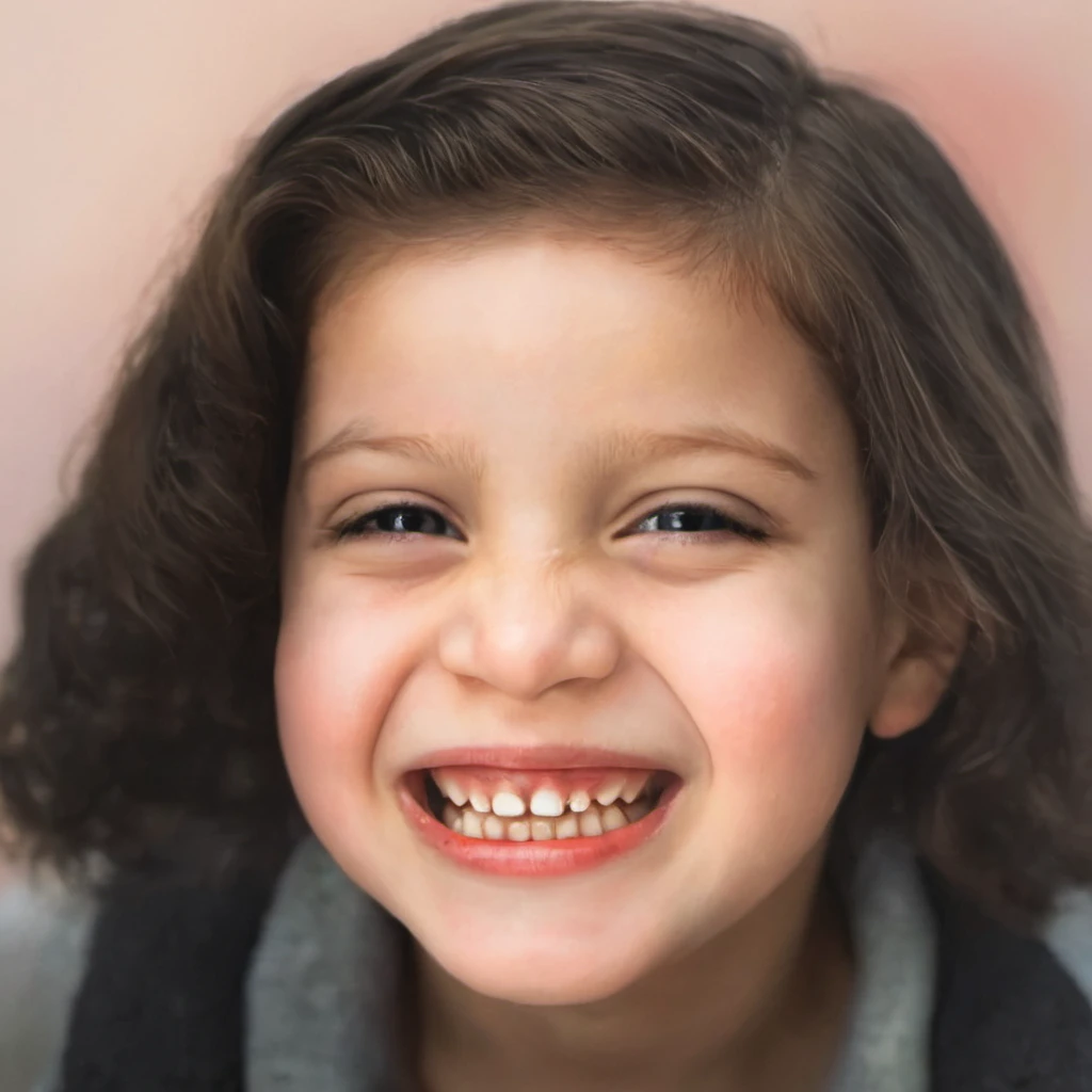 Menina com cabelo cacheado deitada em uma cama com uma camisa azul, cara fofa jovem, cabelos castanhos e olhos grandes, retrato frontal de uma menina, menina jovem bonito, Retrato de uma menina bonito, pequeno sorriso largo, menina sorridente, full - rosto close - retrato para cima, she is smiling and happy, menina jovem bonita, cara bonita, mid portrait