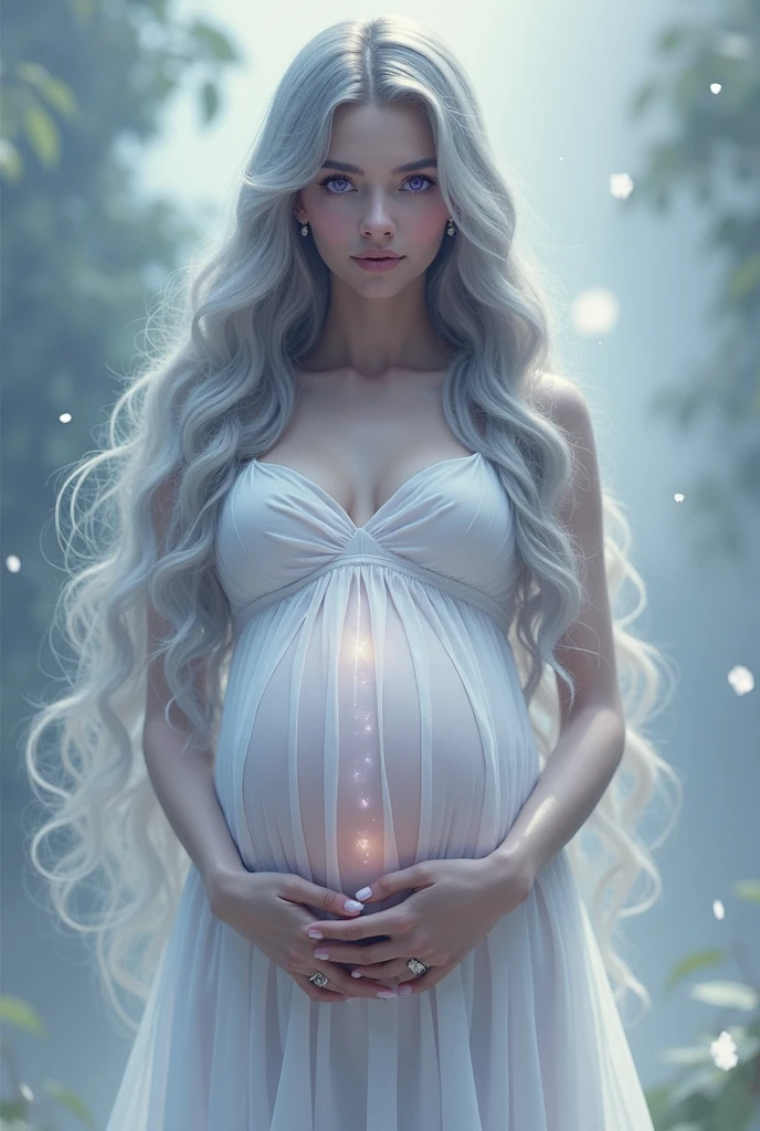 Red eyes that shine like rubies and I have very long hair like Rapunzel's hair from the movie Tangled, light blue in color., I have a beautiful body with big breasts full of breast milk and a small waist, wide hips and long sexy legs and perfect hands and a 6 month pregnancy