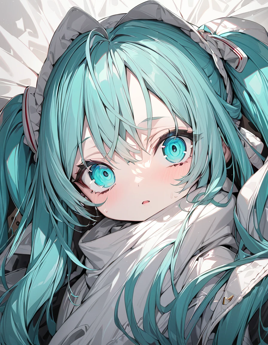 (masterpiece), ( top quality ),  very detailed,  high res,  One girl ,  perfect face,    beautiful faces,  big eyes, Swollen eyes,  perfect eyes, Hatsune Miku ， very detailedな顔，