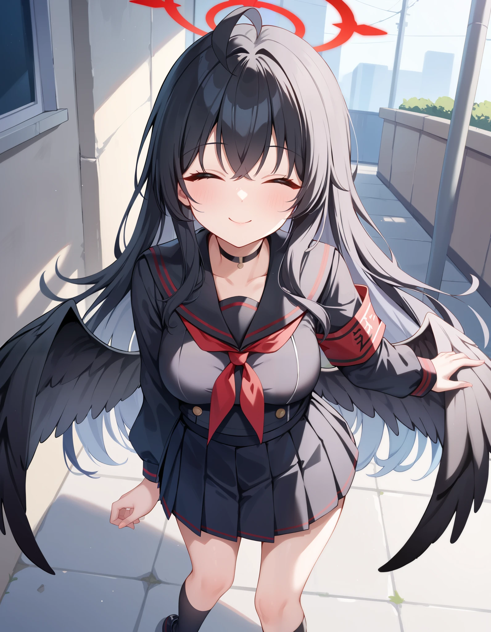 (((((whole body)))))、Utsuho、Pleated skirt、smile,、Cowboy Shot、 standing on one leg ,leg_lift,panties,standing_split、