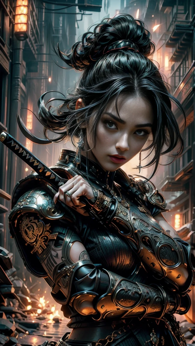 8k masterpiece, wallpaper, full height body potrait of a photorealistic beautiful short silver hairstyle with pigtails and buns seductress queen, wearing beautiful detailed sci-fi headphones ,beautiful, very detailed beautiful face, intricate tattoes, gently with a sword in a scabbard, model hair, in a beautiful very detailed magic room with flying bright glowing trails of energy, choker style colar, detailed face, full body,in very detailed beautiful sexy black dark intricate short latex dress, hides her bare chest with her hands,sexy full body, beautiful eyes, lo-fi, future, Perfectly Centred, Hyper Realistic Cover Photo, High Definition, Cinematic, Smooth, Ultra High Definition, Ultra Sharp Focus, Intricate Artwork, Masterpiece, Epic, Stunning Realistic Photograph, Intricately Detailed, Cinematic, small top, ((1 sword)), 1 sword