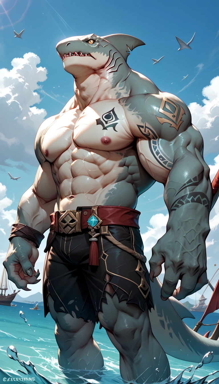 Um menino alto e musculoso , nu , pernas abertas , （Todo o corpo do personagem），impacto , suado , Wet , sedutor , Peitos Gigantes , large bulge , bolas grandes ,, dos joelhos , Assa Grande，mechas，estilo punk