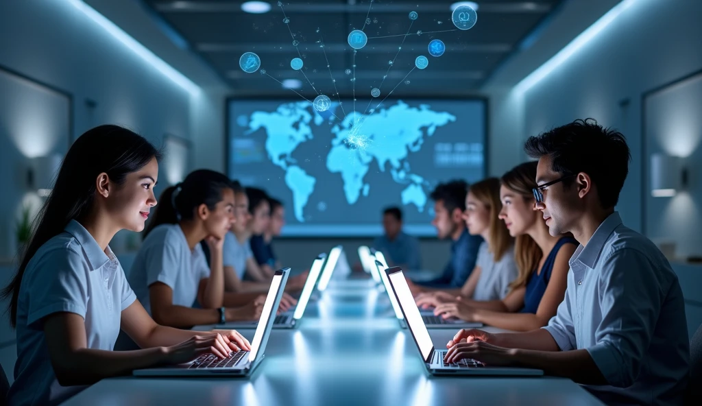 one photo/banner for a technology school advertisement for young adults with realism and inclusion