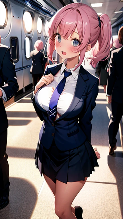 (Highest quality, 8k, masterpiece:1.3, 1 girl, beautiful girl), cute, dynamism, Detailed face, Detailed skin, Detailed eyes, Detailed lips, Detailed fingers, Mouth details, Realistic, RAW Photos, Natural light, Dynamic pose, Perfect Anatomy, Toned Legs, Round eyes, double eyelid, puppet, Moisturized lips, Wet clothes, Sit with your legs apart, Sweaty, (Pee), Drooling, Half closed eyes, ((The men are grabbing her breasts., Multiple hands)), The men are grabbing her thighs., Man is touching her crotch, crowd, Excited Men, Sailor suit, White buttoned shirt, Pleated mini skirt, (Ahegao:1.5), Camel Toe, vapor:1.5, Ecstatic face, Sticking out tongue, skirt lift up by self, in crowded street, When it enters the sheath, Knee socks, Lace purple panties, Cowboy Shot, Nipple Shape, (vibrator in Knee socks), Orange Hair, Wavy Hair, night, Masturbation
