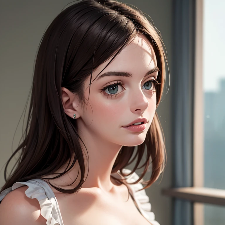 (photorealistic:1.5), (solo, one girl:1.5),(shine a bright light on women),(ultimate beautiful girl:1.5),(shiny skin),(oily skin),(red Hair:1.3),(Super long hair:1.3),(use pink glossy lips),(healthy body),(sweet smelling girl),(virgin girl),chuuChloe,(clean girl),(cute:1.3),(relaxing time:1.5),(Serious face),(ultra sexy1.5),(very happy),flowers,(very large eyes:1.5),(high nose),(sheer shirt),(thin clothes),(slender body),(animation style face:1.5)