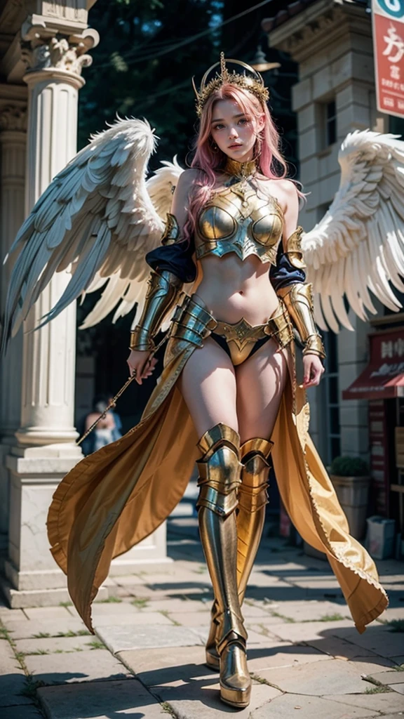 A close up of a woman in armor, Anjo majestoso de  full body, angel knight girl, angel in gold armor , tall female angel, beautiful angel girl ciborgue, beautiful cleric, cushart krenz arte chave feminino, serafim, Shadowverse Character Concept, goddess.  extremely high details, ( ( character concept art ) ),  Araffe Angel with golden wings walking on a street , Anjo majestoso de  full body, super wide angel, wide angel shot, wide angel, epic angel wings, tiro no corpo da goddess cinematográfica,   Epic angle and pose  , angelic wings, share, beautiful angel girl, of beautiful angel, long-range shot from a high angel, foto gigante e impressionante da goddess, there is a woman with pink hair,  full body,  full body,  Looking at the camera, Guweiz&#39;s styleless artworks, ! dream artegerm, Lois van Baarle and Ross, estilo de arte realistic, IG Model | artegerm, Sem style Ross Tran, inspired by Ross Tran, artegerm style, artegerm e atey ghailan,  Araffe covered in gold in front of a building, angelic golden armor, unreal motor render  knights of the zodiac , Golden Goddess Athena,  like a mystical valkyrie , ornate cosplay, Greek Goddess Athena, usando  golden armor , 3 d goddess minerva,  knights of the zodiac , - Moon jewelry on forehead,  angry expression ,  sad expression , Sailor Moon,  golden armor ,  ([ long hair]:1.8), (whole body:1.8), (imagem de  full body em pé:1.8), (Upper body up:0.3),portrait, ,  Middle Ages , classicism,  style of Andrey Atroshenko, paint,  traditional media , realistic,  symmetric detailed eyes ,  beautiful detailed face , figurative, fine arts, oil on canvas, HDR, 8k,  Original Character ,  High resolution, high detail,  focus on the face, portrait, ,  Middle Ages , classicism,  style of Andrey Atroshenko, paint,  traditional media , realistic,  symmetric detailed eyes ,  beautiful detailed face , figurative, beautiful, , oil on canvas, Detailed eyes, detailed face, PERSEPHONE, 