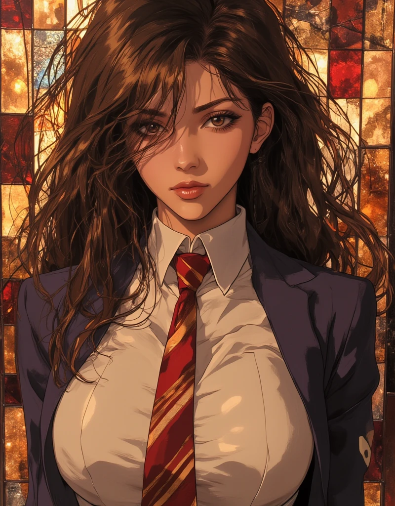 Anime girl in uniform doing sexy pose, marin kitagawa fanart, juri misaki, realistic schoolgirl, extremely detailed artgerm, range murata and artgerm, anime moe artstyle, Composite with live-action background images, detailed 2d illustration, commission for high res, school girl, ecchi anime style, tits, (sfw) safe for work. glitch, egmid, ArsMJStyle, Stained Glass,