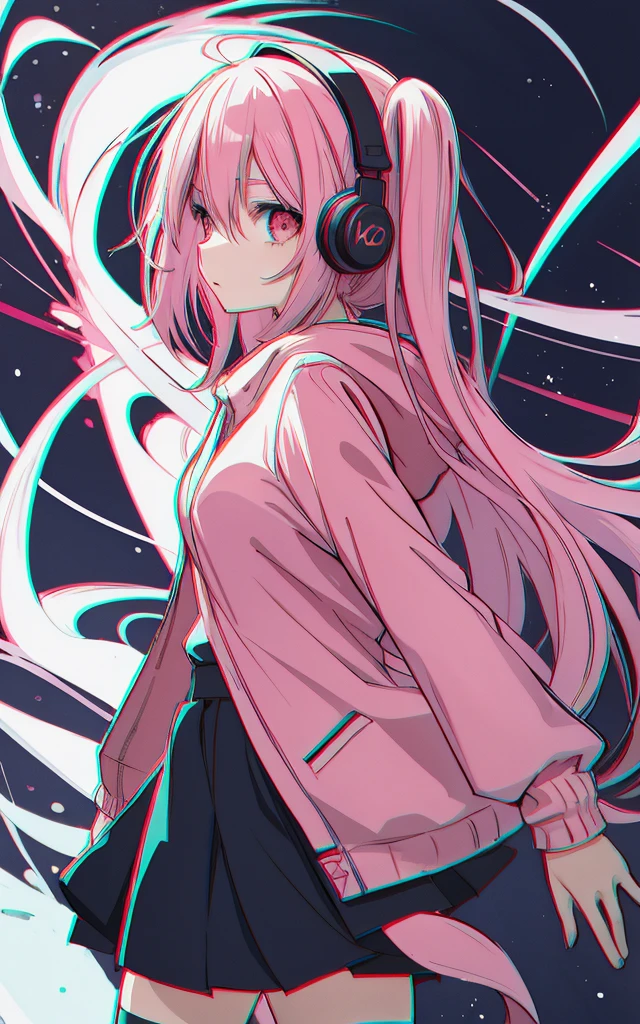 anime girl in a pink hoodie with h eadphones on, an anime drawing by Ei-Q, trending on pixiv, serial art, anime style only, profile of a nime girl, anime vibes, anime vis ual of a cute girl, high quality anil me artstyle, flat anime style, ani me art style, anime styled, an ani me girl, anime style, extremely cu te anime girl face