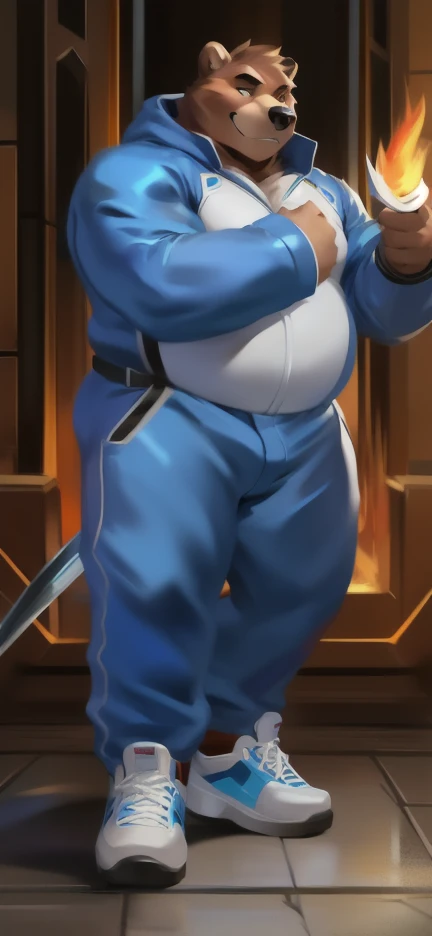 (((best quality, high resolution, masterpiece, best quality))), absurdres, solo, male focus, 1boy, sol badguy, (((full body))), muscular male, grin, looking at viewer, hand on hip, brown hair, ponytail, headband, red jacket, fingerless gloves, belt, (((Extra large up bulges ????? dripping alot white ?????))), (((????))), pregnant.
